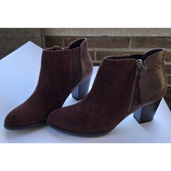 Vionic Suede Ankle Booties 322 Anne Java  Brown 10 NEW Snake Zip - Picture 9 of 16